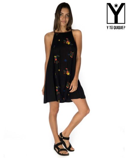 Vestido Y Tú Quique? Hi Neck Bordado