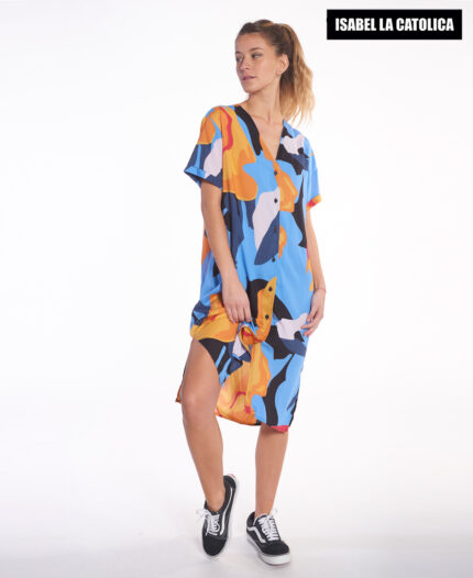 Vestido Isabel La Catolica Abstract Flowers