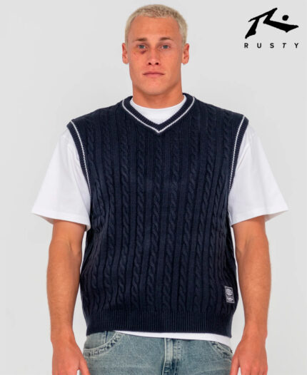 Sweater Rusty Neff V Ribbed Cable Knit